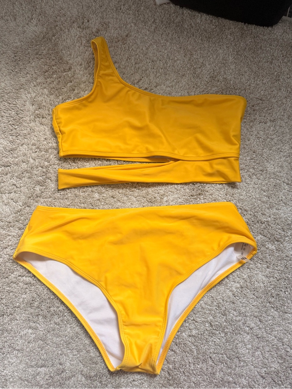 SHEIN Bright Yellow One-Shoulder Bikini